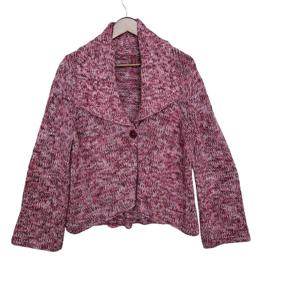 Gitano Womens Cowl Neck Knit Cardigan Size Large Red Bell Sleeve - Picture 1 of 7